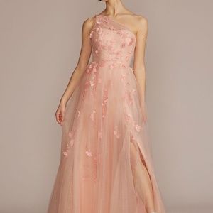 Embroidered 3D Floral One Shoulder Tulle A-Line by Jules & Cleo (WBM2869)